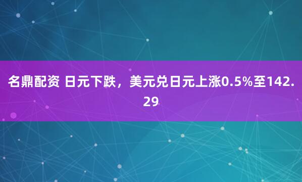 名鼎配资 日元下跌，美元兑日元上涨0.5%至142.29