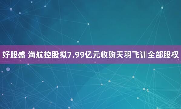 好股盛 海航控股拟7.99亿元收购天羽飞训全部股权